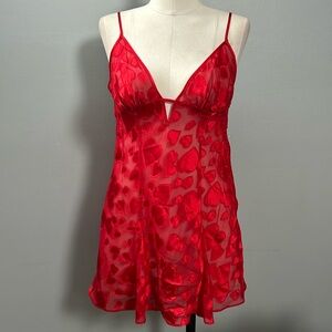 Fredrick’s of Hollywood Red Valentine Mini Chemise Slip size M